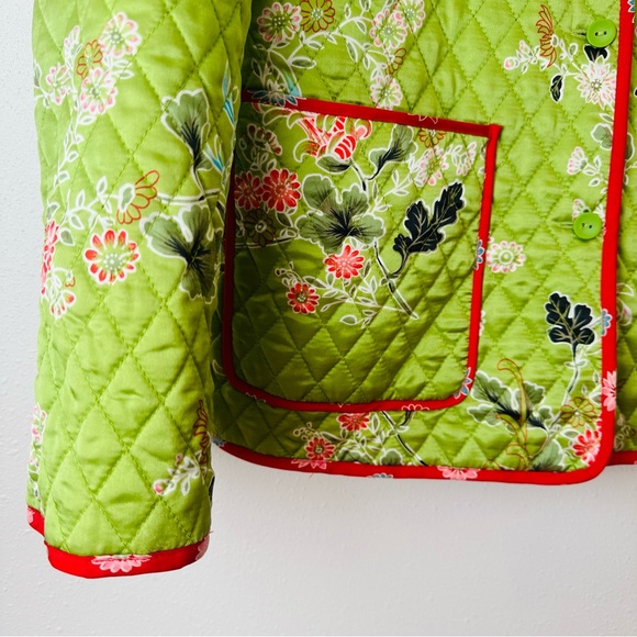 Vintage Anne Carson quilted 100% silk floral boho jacket green - Picture 8 of 9